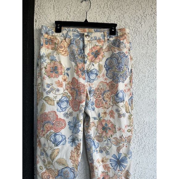 Chicos Floral Print Girlfriend Pants - Size 2/L - 12 - Multicolored - Picture 5 of 11